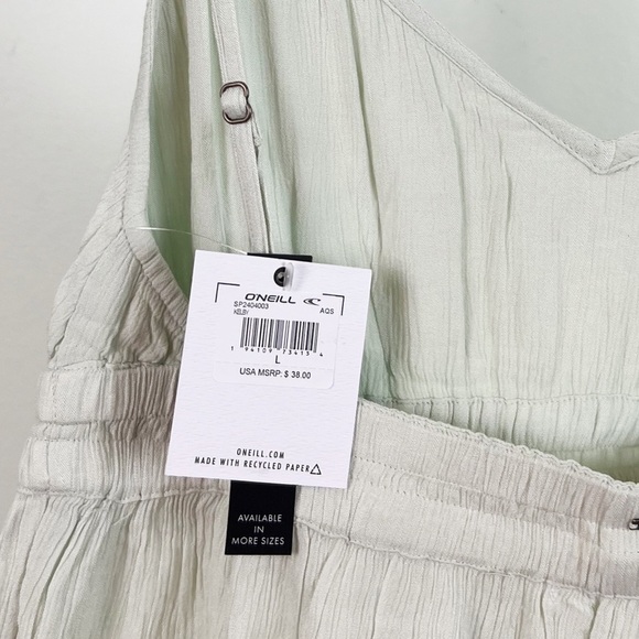 NWT O’Neill Kelby Sleeveless Peplum Top in Aqua Sky Green/White - Picture 6 of 8